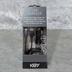 Q2.‎ Key Car Charger 3.4 Amp Dual Output With USB Cable To USB-Type C 480 Mbps